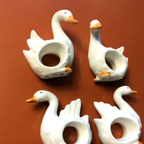 4 Vintage New Duck / Geese Napkin Ring Holders - Picture 2 of 6